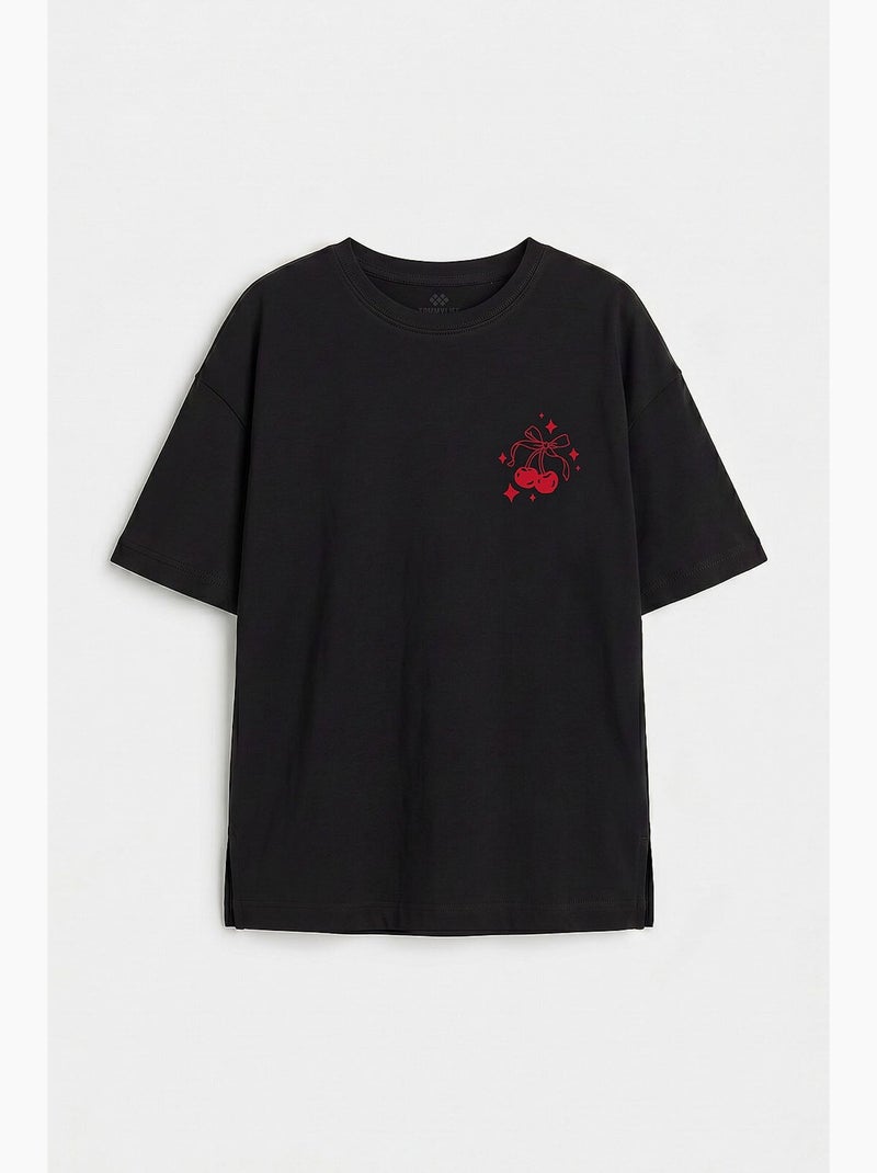 T-shirt elasticizzata in cotone tommy Nero - Kiabi