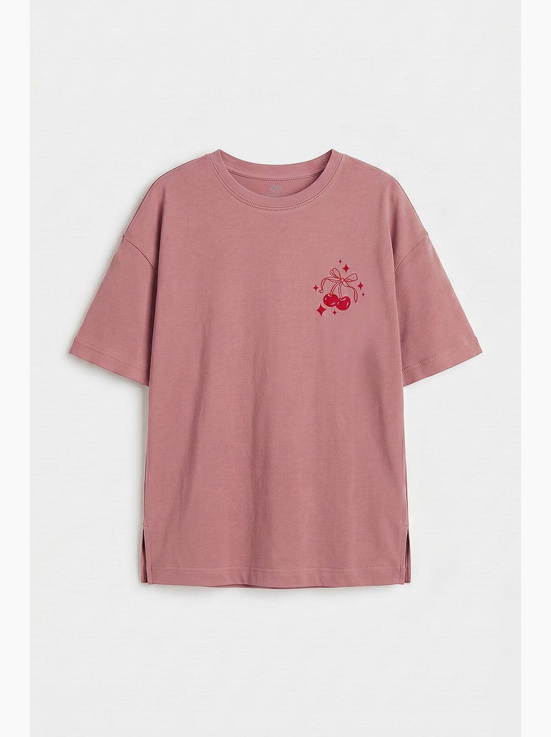 T-shirt elasticizzata in cotone tommy Rosa antico - Kiabi