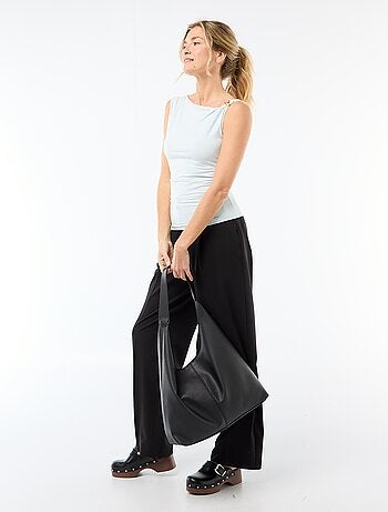 T-shirt elasticizzato con gioiello dorato