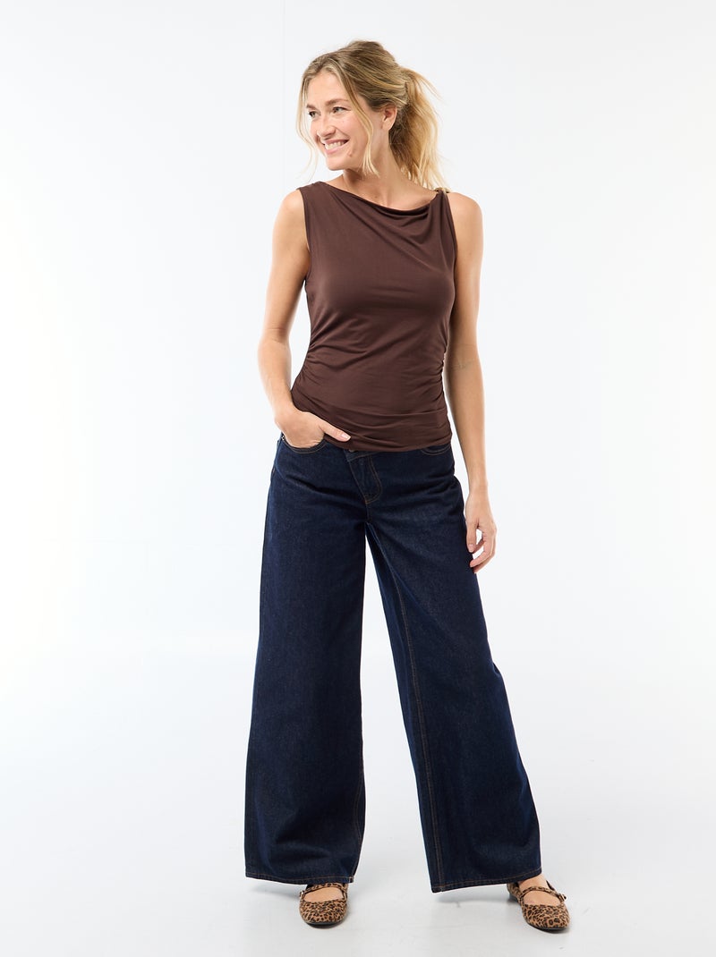 T-shirt elasticizzato con gioiello dorato Marrone - Kiabi