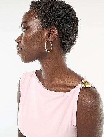 T-shirt elasticizzato con gioiello dorato