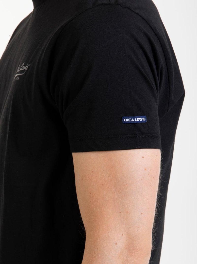 T-shirt essenziale in cotone SIGNAT1 Nero - Kiabi