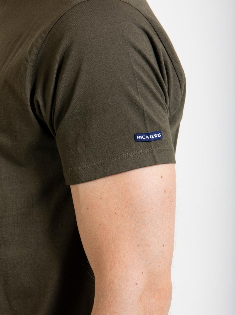 T-shirt essenziale in cotone SIGNAT1 Verde - Kiabi