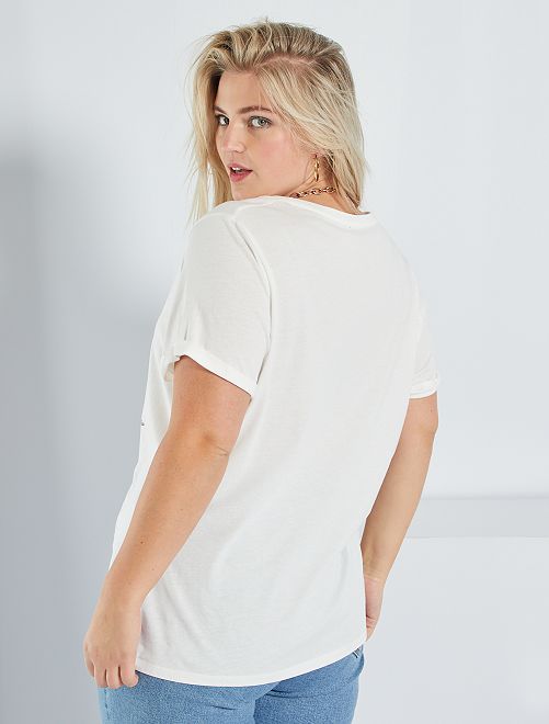 T-shirt EVJF con scritta - BIANCO - Kiabi - 8.00€