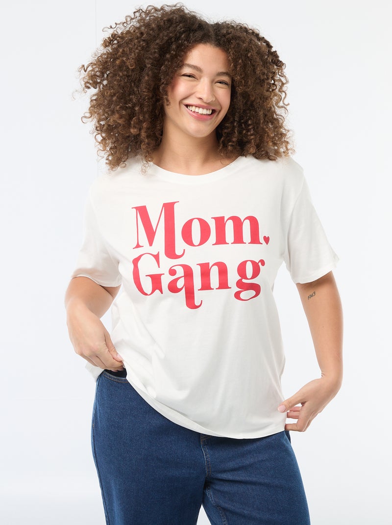 T-shirt 'Festa della Mamma' stampato maniche corte Bianco - Kiabi