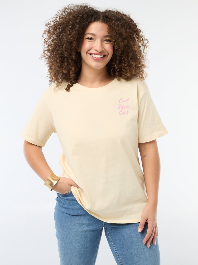 T-shirt 'Festa della Mamma' stampato maniche corte Giallo - Kiabi