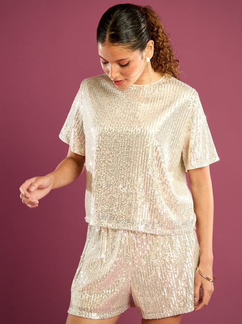 T-shirt festivo con paillettes - Kiabi