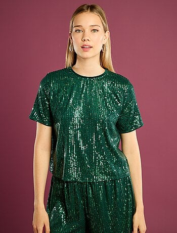T-shirt festivo con paillettes