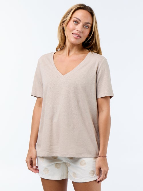 T-shirt fluida in misto lino - Kiabi