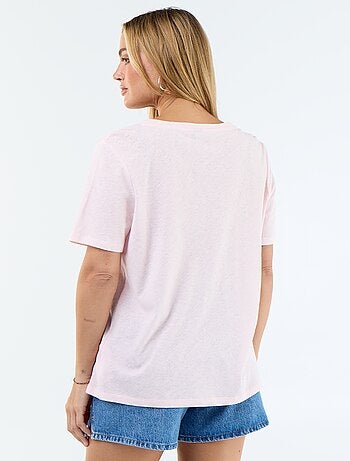 T-shirt fluida in misto lino