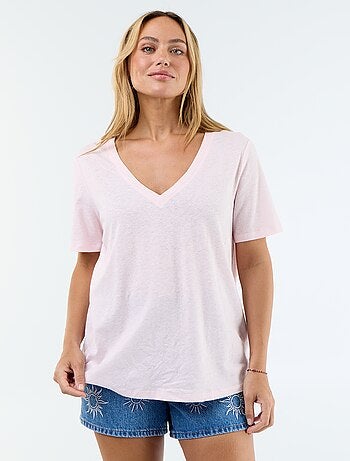 T-shirt fluida in misto lino
