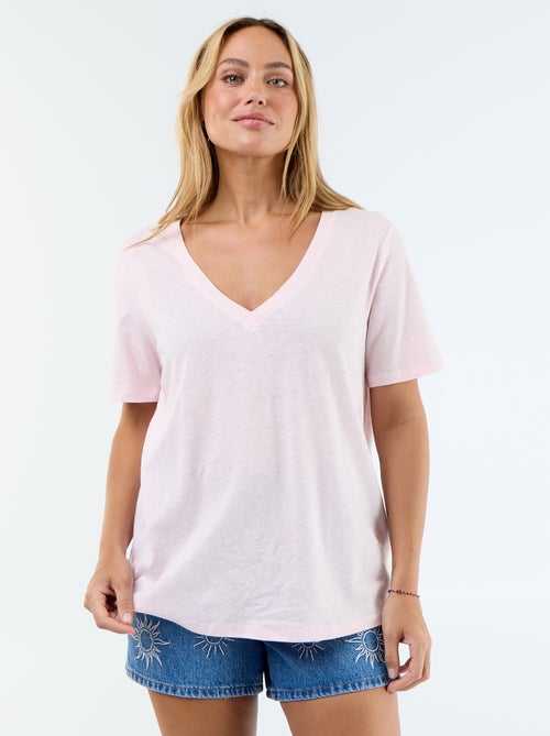 T-shirt fluida in misto lino - Kiabi