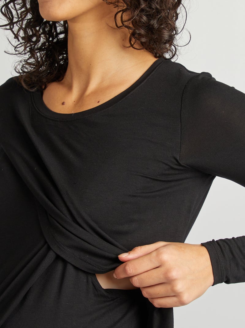 T-shirt fluide da allattamento nero - Kiabi