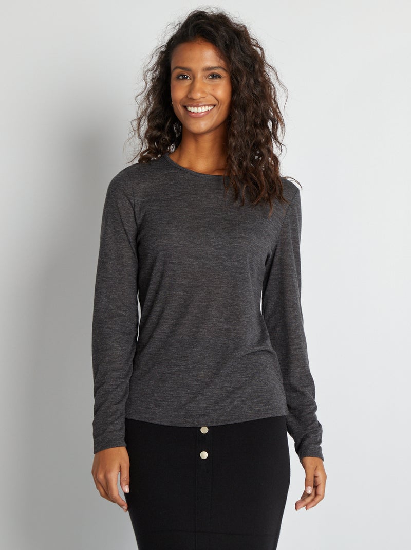 T-shirt fluide maglia mouliné GRIGIO - Kiabi