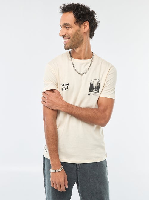 T-shirt girocollo a maniche corte con stampa - Kiabi