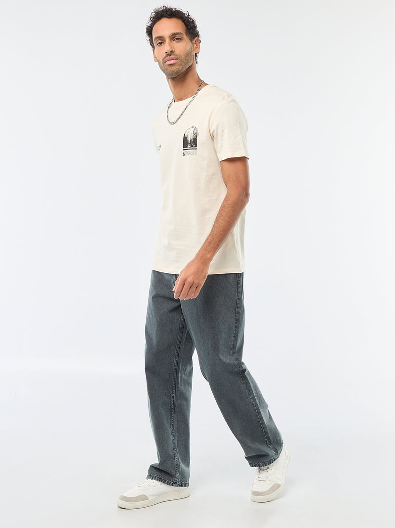 T-shirt girocollo a maniche corte con stampa Bianco - Kiabi