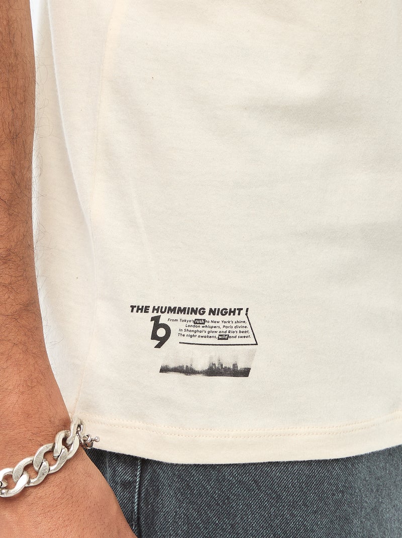 T-shirt girocollo a maniche corte con stampa Bianco - Kiabi