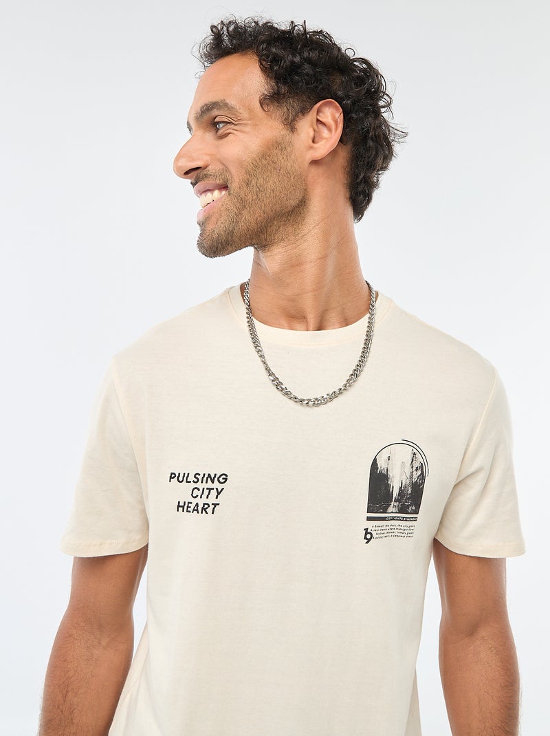 T-shirt girocollo a maniche corte con stampa Bianco - Kiabi