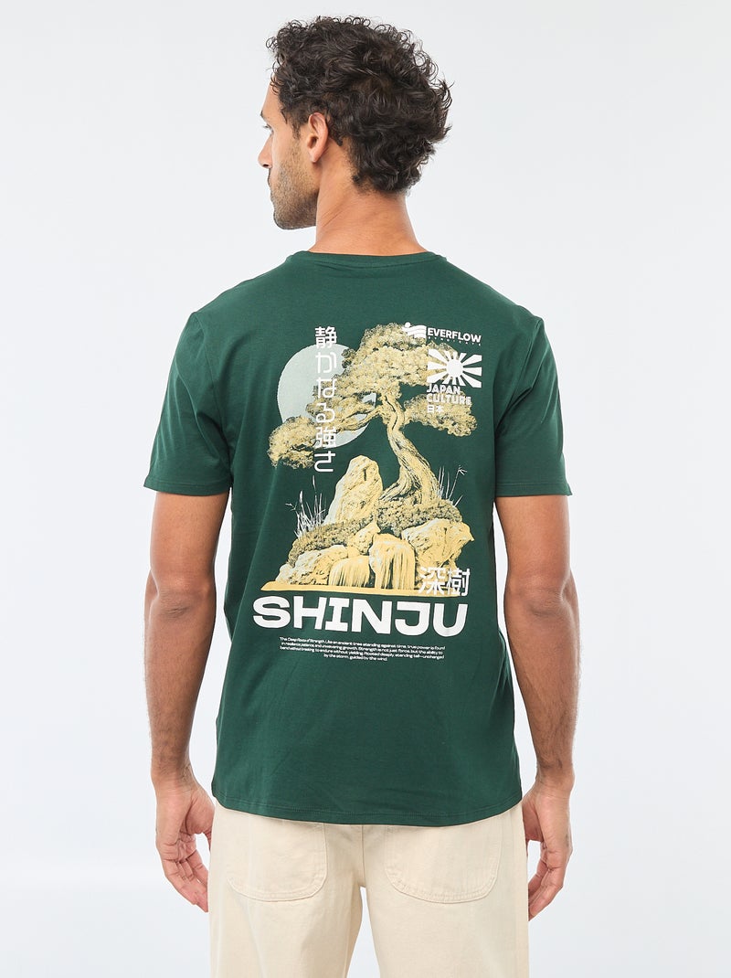 T-shirt girocollo a maniche corte con stampa Verde - Kiabi