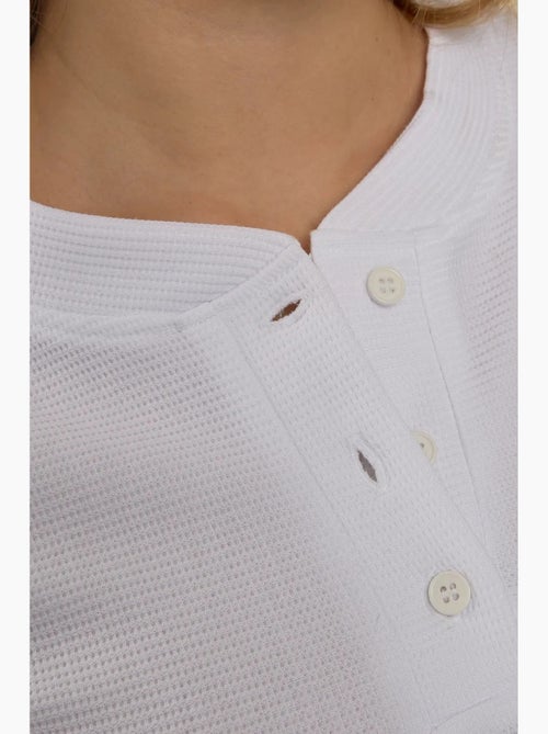 T-shirt girocollo a maniche lunghe wffle hiccup - Kiabi T-shirt girocollo a maniche lunghe wffle hiccup - Kiabi
