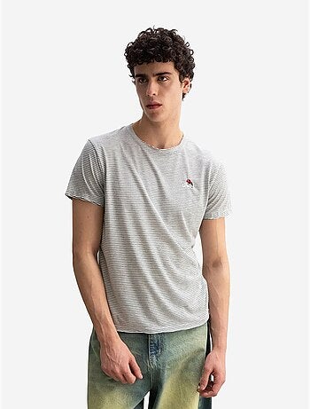 T-shirt girocollo a righe ricamato giesto