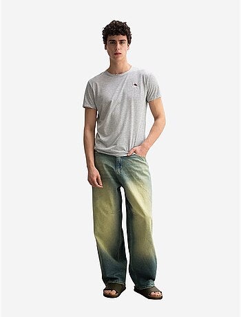 T-shirt girocollo a righe ricamato giesto