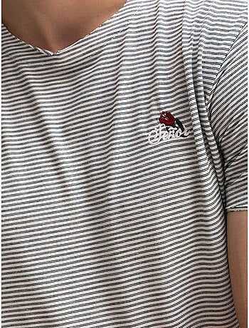T-shirt girocollo a righe ricamato giesto