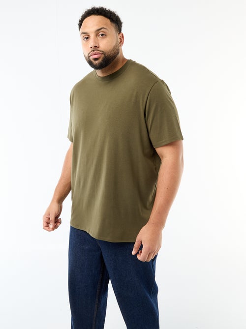 T-shirt girocollo a tinta unita in jersey da uomo - Kiabi