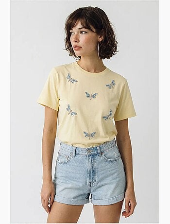T-shirt girocollo a vestibilità comoda con ricamo lucci