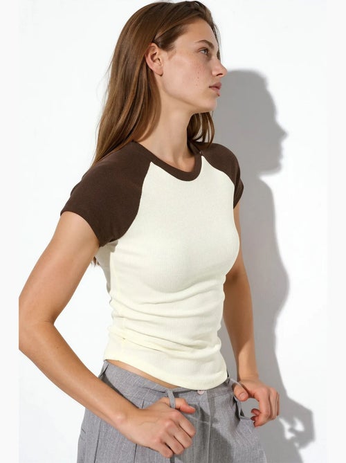 T-shirt girocollo color block aderente busem - Kiabi
