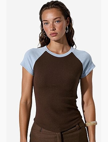 T-shirt girocollo color block aderente busem