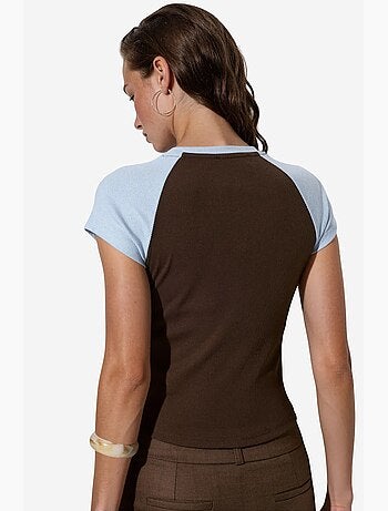 T-shirt girocollo color block aderente busem