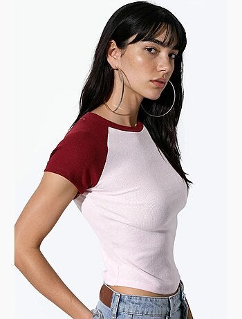 T-shirt girocollo color block aderente busem