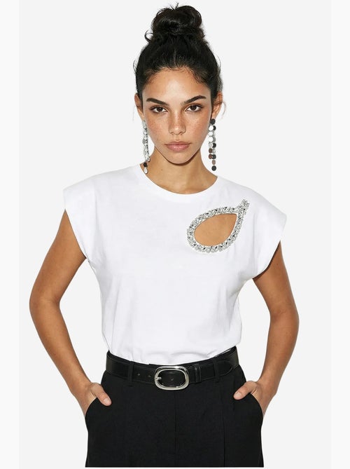 T-shirt girocollo con cut-out lucci - Kiabi T-shirt girocollo con cut-out lucci - Kiabi