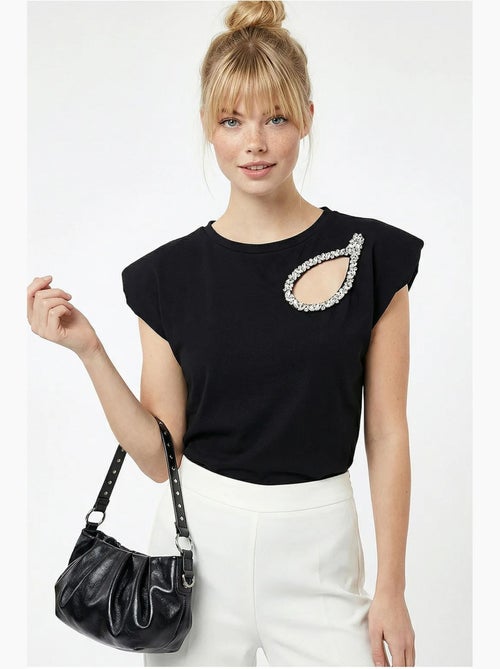 T-shirt girocollo con cut-out lucci - Kiabi T-shirt girocollo con cut-out lucci - Kiabi
