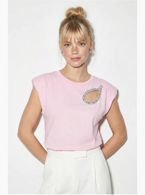 T-shirt girocollo con cut-out lucci - Kiabi T-shirt girocollo con cut-out lucci - Kiabi