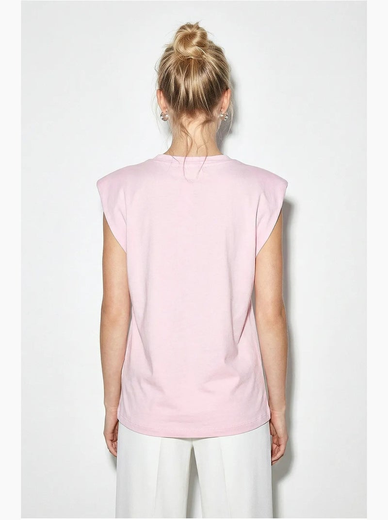 T-shirt girocollo con cut-out lucci Rosa chiaro - Kiabi