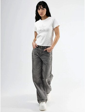T-shirt girocollo con dettaglio in pietra busem