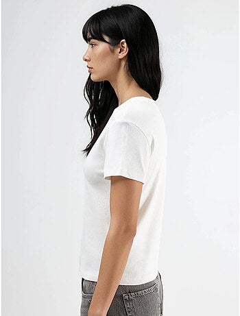 T-shirt girocollo con dettaglio in pietra busem