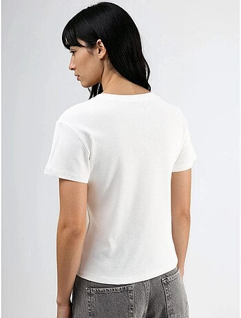 T-shirt girocollo con dettaglio in pietra busem
