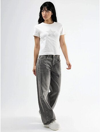 T-shirt girocollo con dettaglio in pietra busem