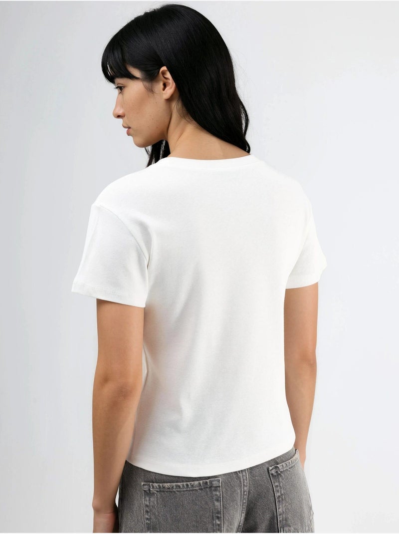 T-shirt girocollo con dettaglio in pietra busem Bianco - Kiabi