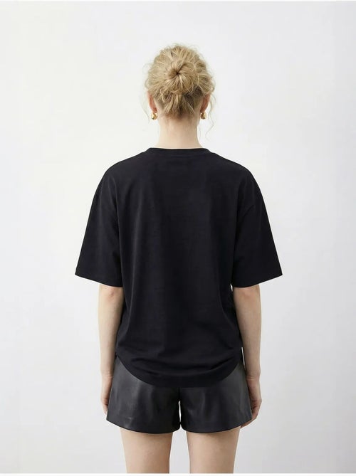 T-shirt girocollo con paillettes e stampa leopardata lucci - Kiabi