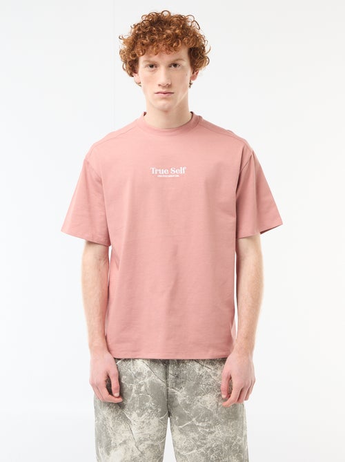 T-shirt girocollo con ricamo a contrasto - Kiabi