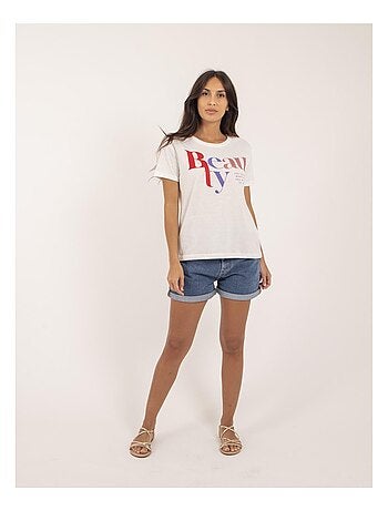 T-shirt girocollo con scritta FIGUIER