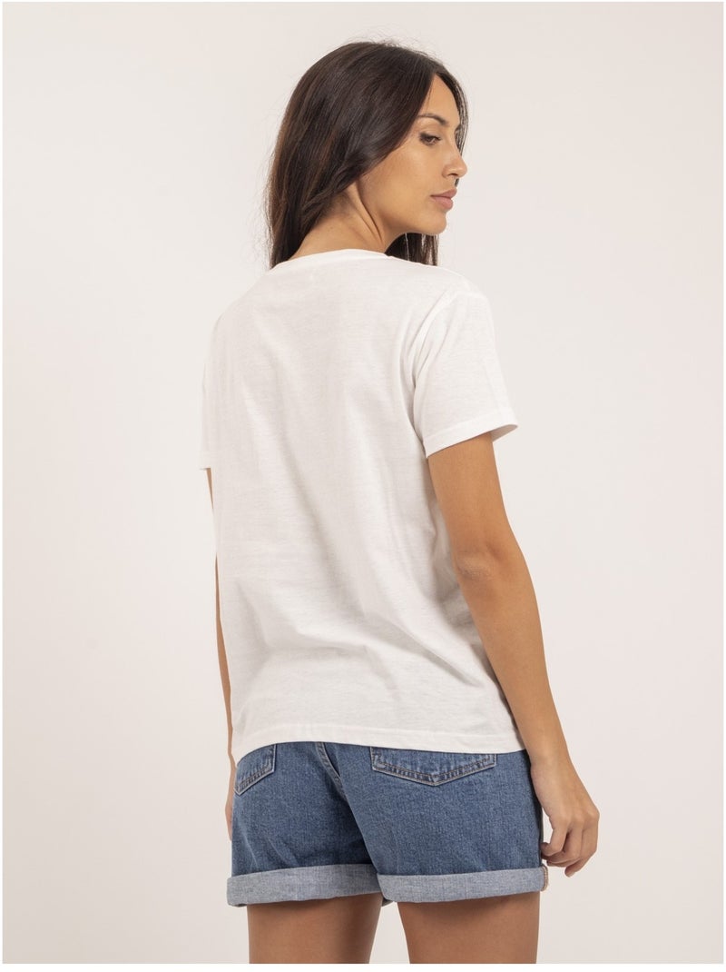 T-shirt girocollo con scritta FIGUIER Beige - Kiabi