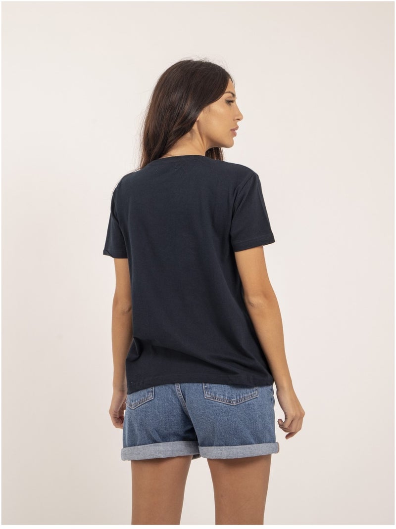 T-shirt girocollo con scritta FIORELLI Blu marino - Kiabi