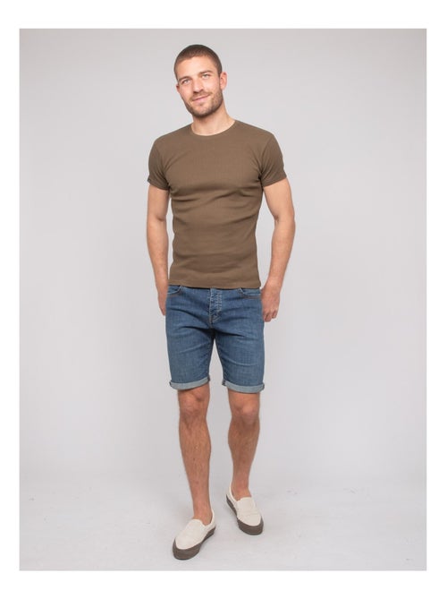 T-shirt girocollo cotone a costine WALTER - Kiabi
