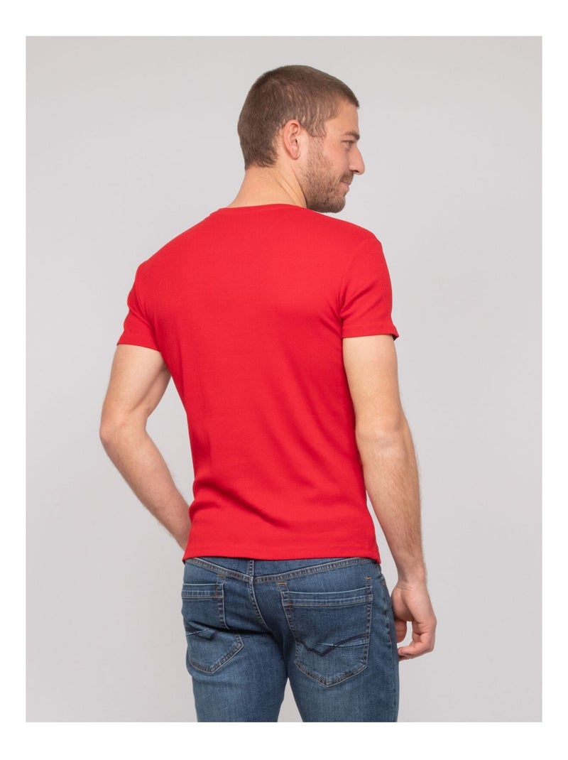 T-shirt girocollo cotone a costine WALTER Rosso - Kiabi