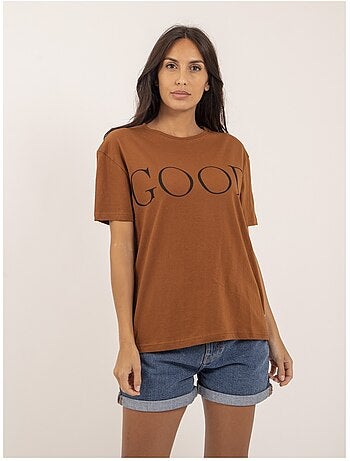 T-shirt girocollo cotone con scritta FROM
